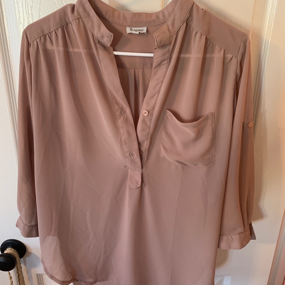 Sheer Pink Long Sleeved Blouse